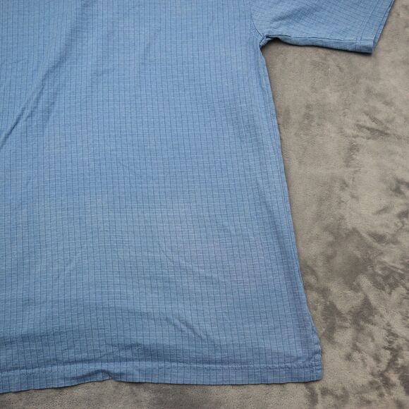 Wrangler Shirt Mens M Blue Short Sleeve Slit Chest Button Collared Top - Picture 14 of 16